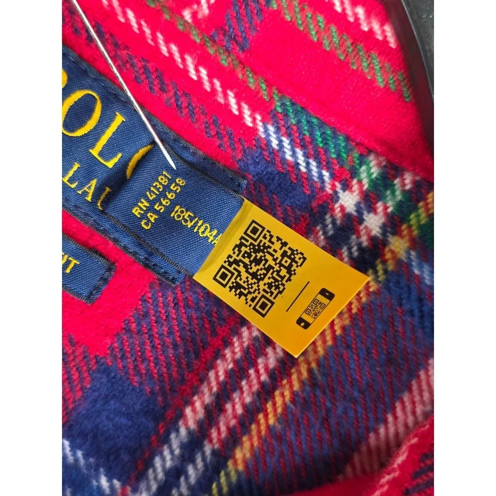 Polo Ralph Lauren Flannel Shirt Shacket Mens XL Classic Fit Red Blue Plaid LS